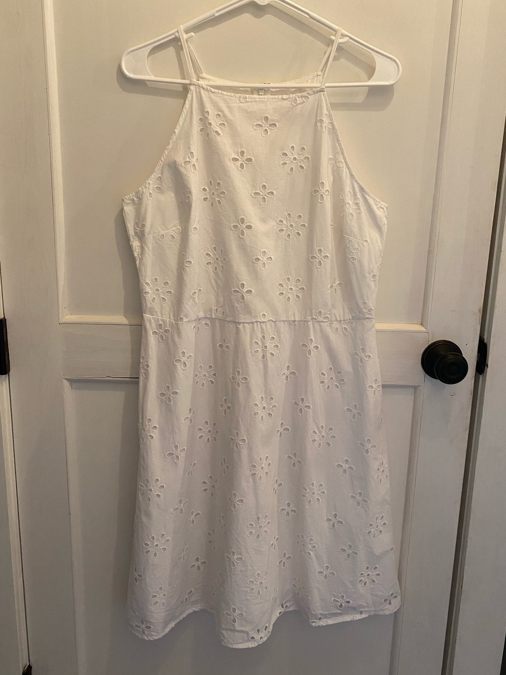 LOFT White Eyelet Halter Mini Dress